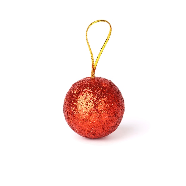 Red christmas ball isolated on white background.