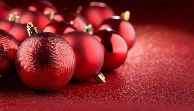 Photo red christmas balls as background