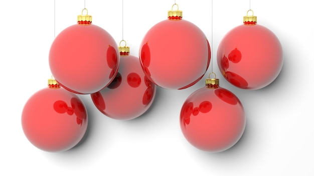 Red Christmas balls isolated on white background