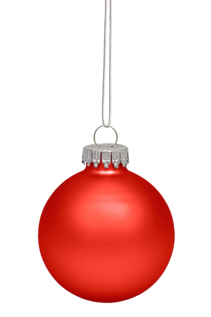 Red christmas bauble isolated on white