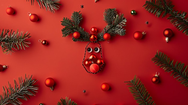 a red christmas decoration with a face on it