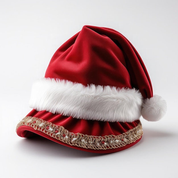 Red Christmas hat in white background