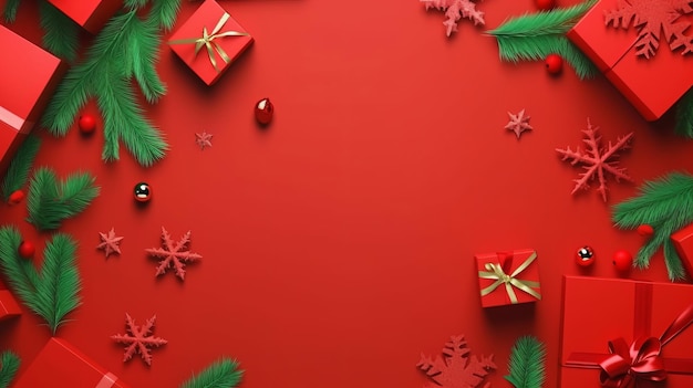 Red Christmas Holiday Background Illustration Generative AIxD