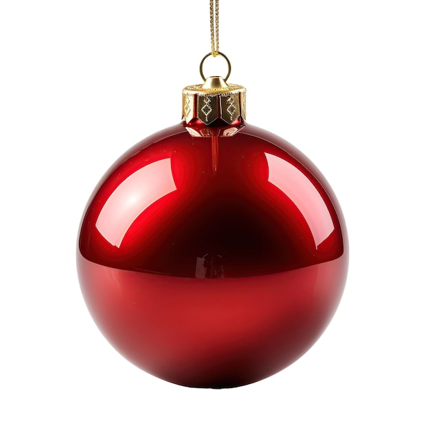 Red Christmas ornament isolated on white or transparent background AI Generated image