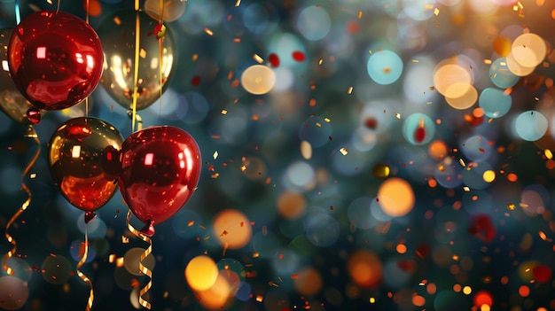 a red christmas ornament with confetti on the top