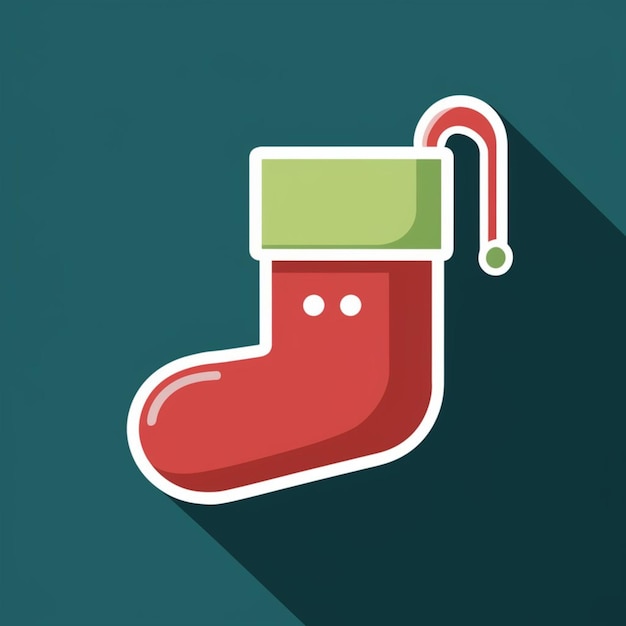 Photo a red christmas stocking that is on a green background