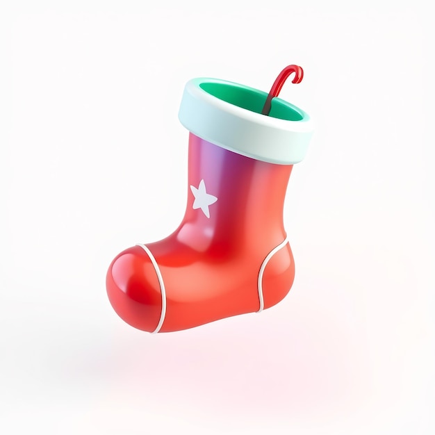 Red Christmas stocking with white star and green trim