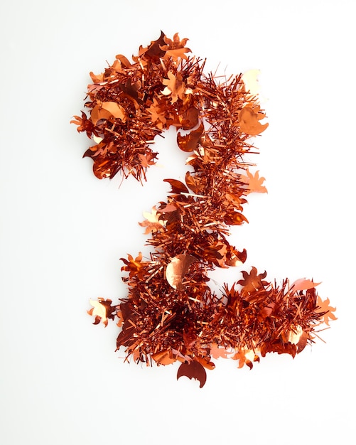 Red christmas tinsel with number