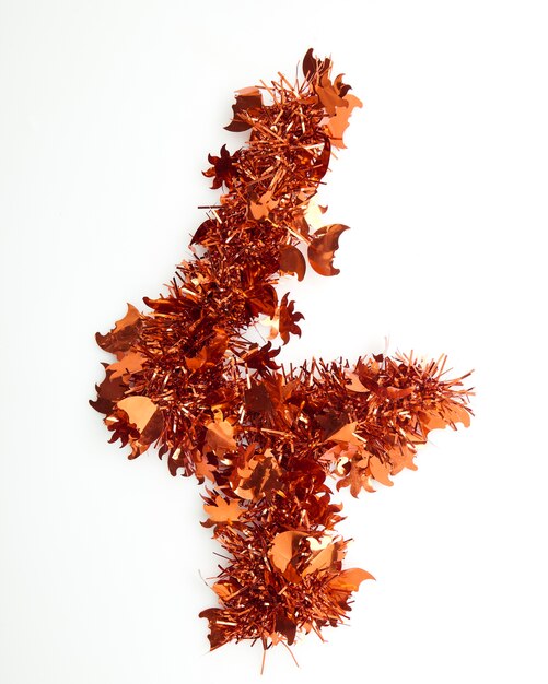 Red christmas tinsel with number