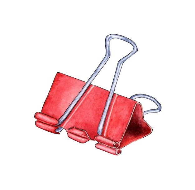 Red clip stationery watercolor