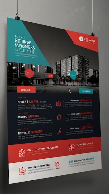 Photo red color creative business flyer or poster design ai template