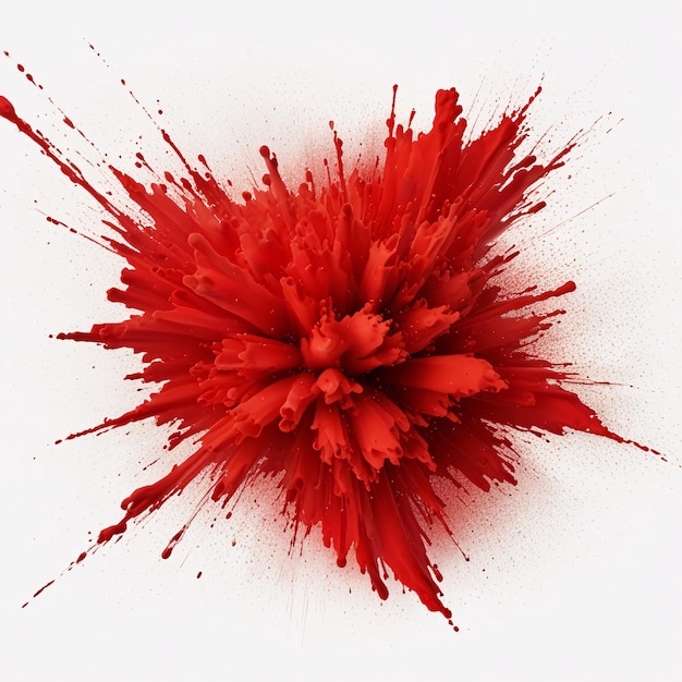 Red color explosion isolated on white