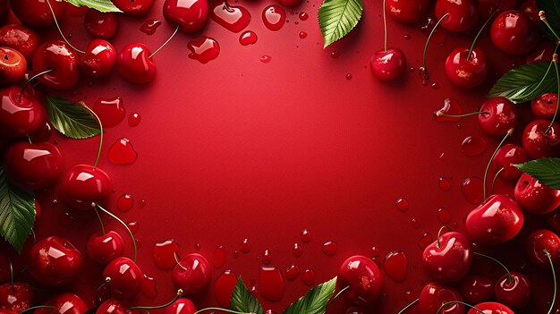 Photo red color scheme featuring cherries ideal for fresh juicy designs