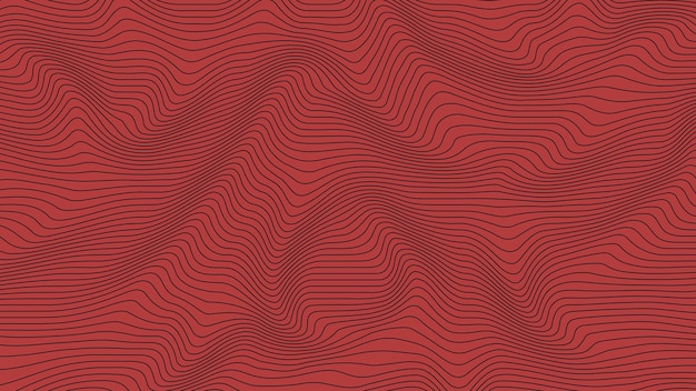 Red colorful curvy geometric lines wave pattern texture on colorful background