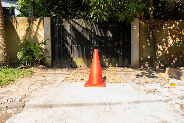 Red cone on the road