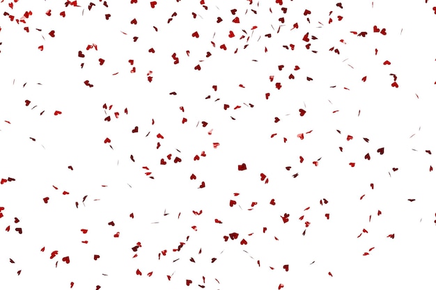 Red confetti in the shape of hearts isolated 3d rendering