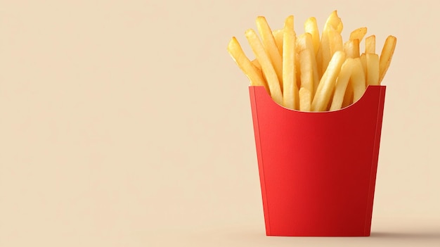 a red container of french fries with a red container of french fries