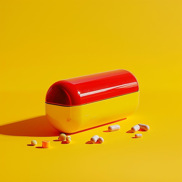 a red container of pills with a red lid that says  the top