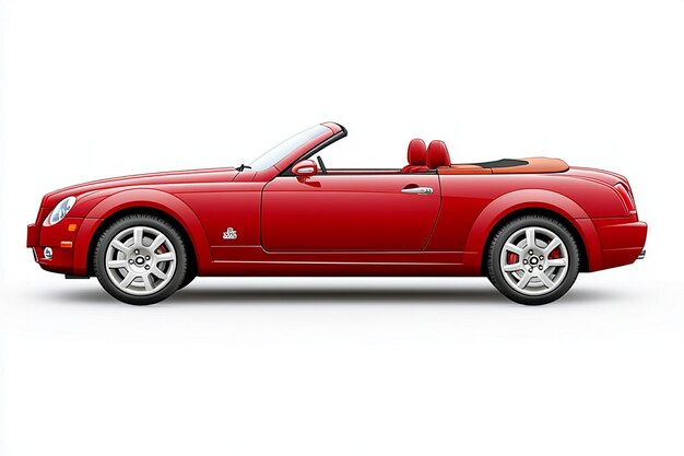 Photo a red convertible with a red roof sits on a white background