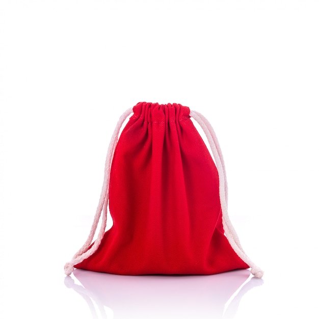 Red cotton bag for coin.