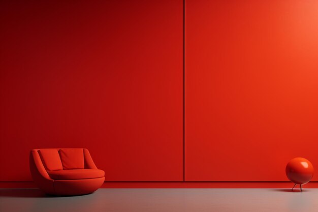 Photo a red couch sits against a red wall with a red wall behind it