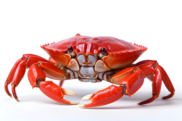 A red crab with a white background