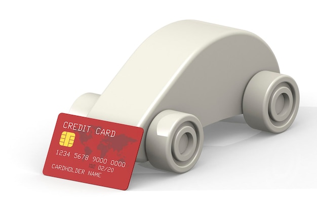 Red credit cards and car model