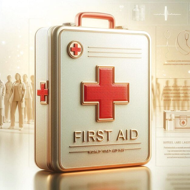 a red cross aid box with a red cross on it