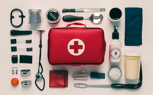 Photo a red cross medical bag with a red cross on it