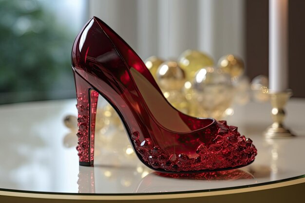 Red crystal high heel shoe