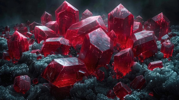 Red crystals background HD 8K wallpaper Stock Photographic Image