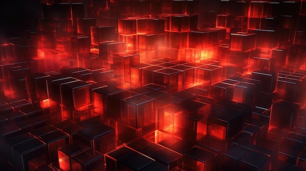 Red cubes in the dark wallpapers