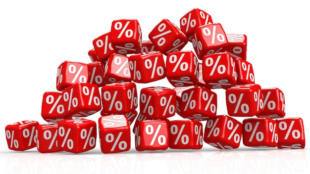 Red cubes with percentage sign