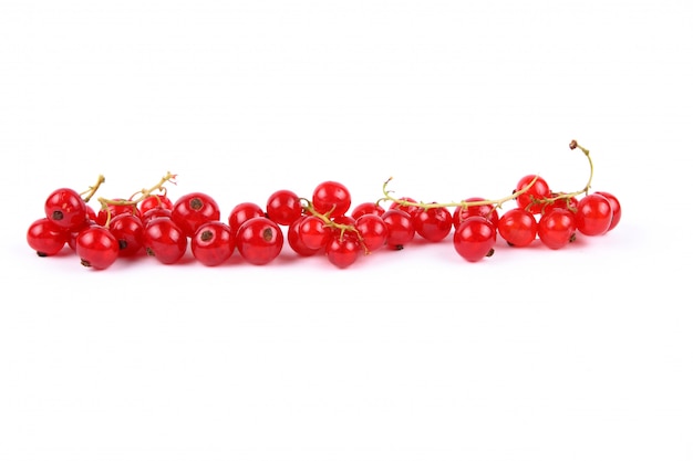 Red currant berries on a white background