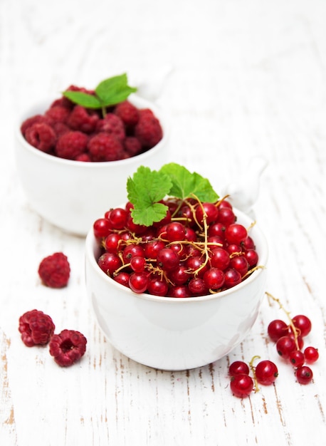 Red currant and raspberries