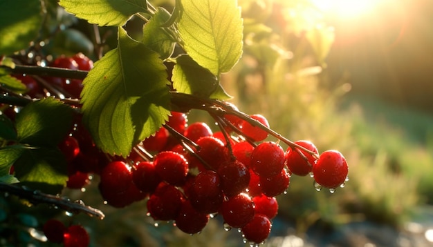 Red currants in the morning sun