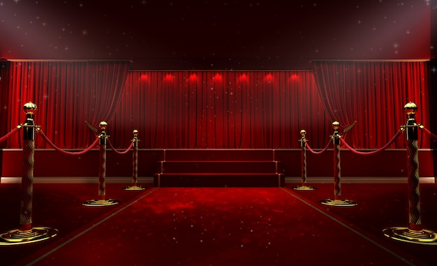 red curtain and a spotlight. Festival night show poster