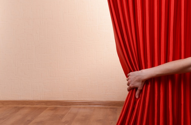 Red Curtain on wall background