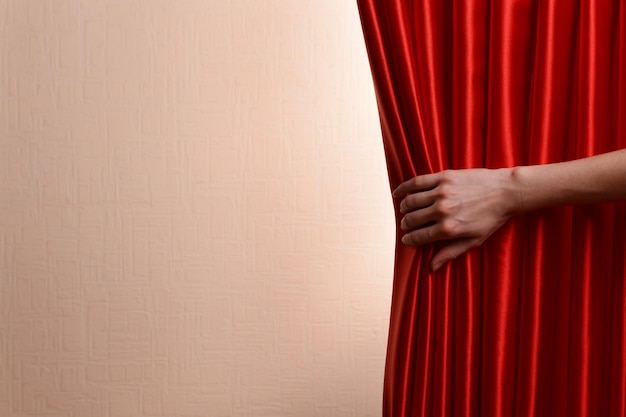 Red Curtain on wall background