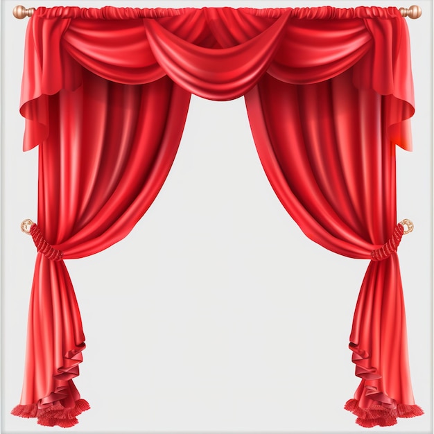 A red curtain with a gold ring on it