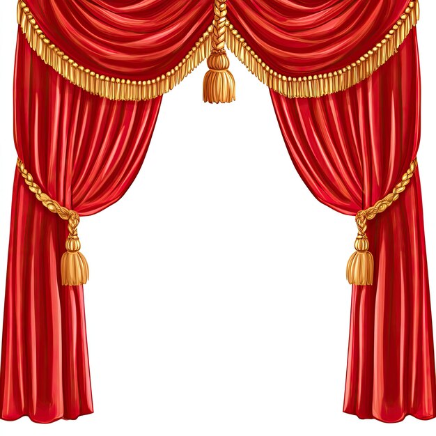 Photo a red curtain with gold trim and a gold trim