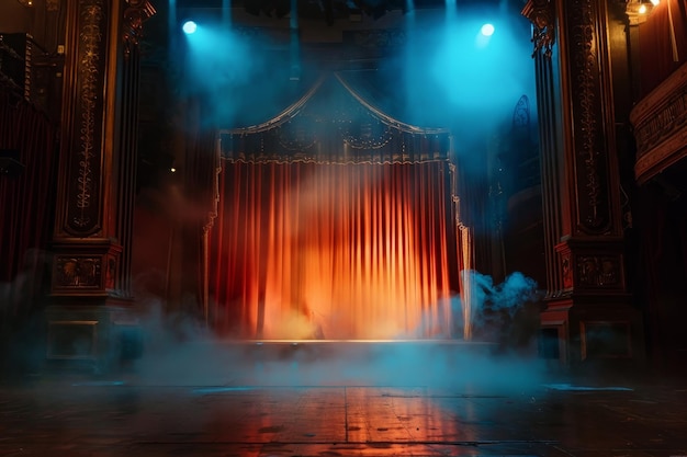 Photo a red curtain with smoke coming out of it