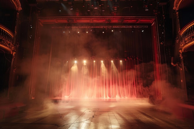 A red curtain with smoke coming out of it