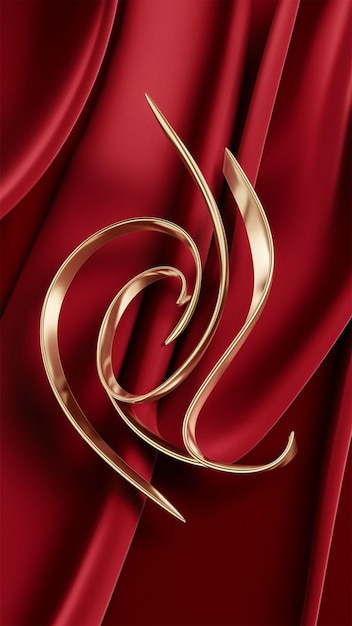 a red curtain with a spiral design on it