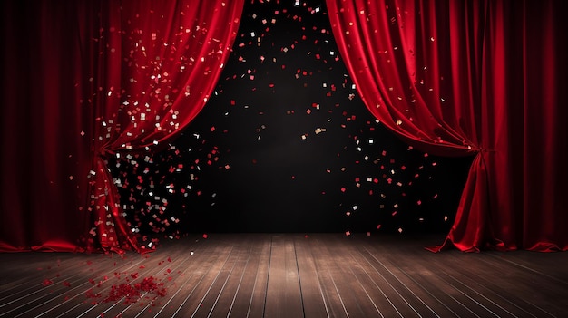 Photo red curtain with white stage