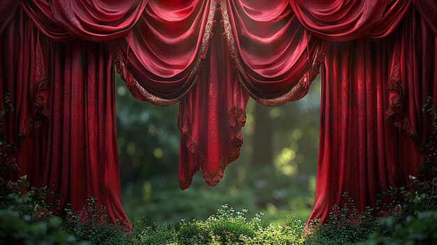 a red curtain with the words  red  on the bottom