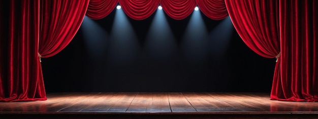 Photo red curtains for the theater show background magic theatrical stage red curtains show spotlight