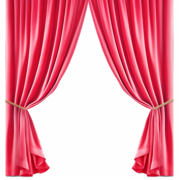 Red curtains on a white background