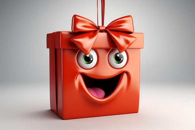 red cute gift box with bow generated AI