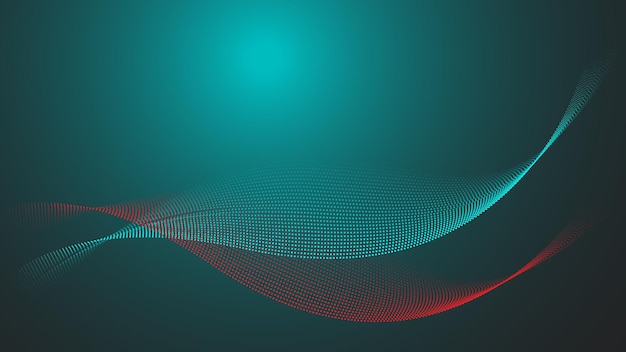 Red and cyan color wave line Abstract wavy line with cyan color gradient background